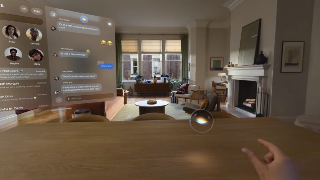 Apple Vision Proの空間に表示されたSiri AI